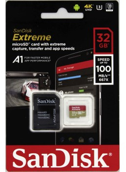 Carte microSD SanDisk Extreme avec adaptateur et emballage.