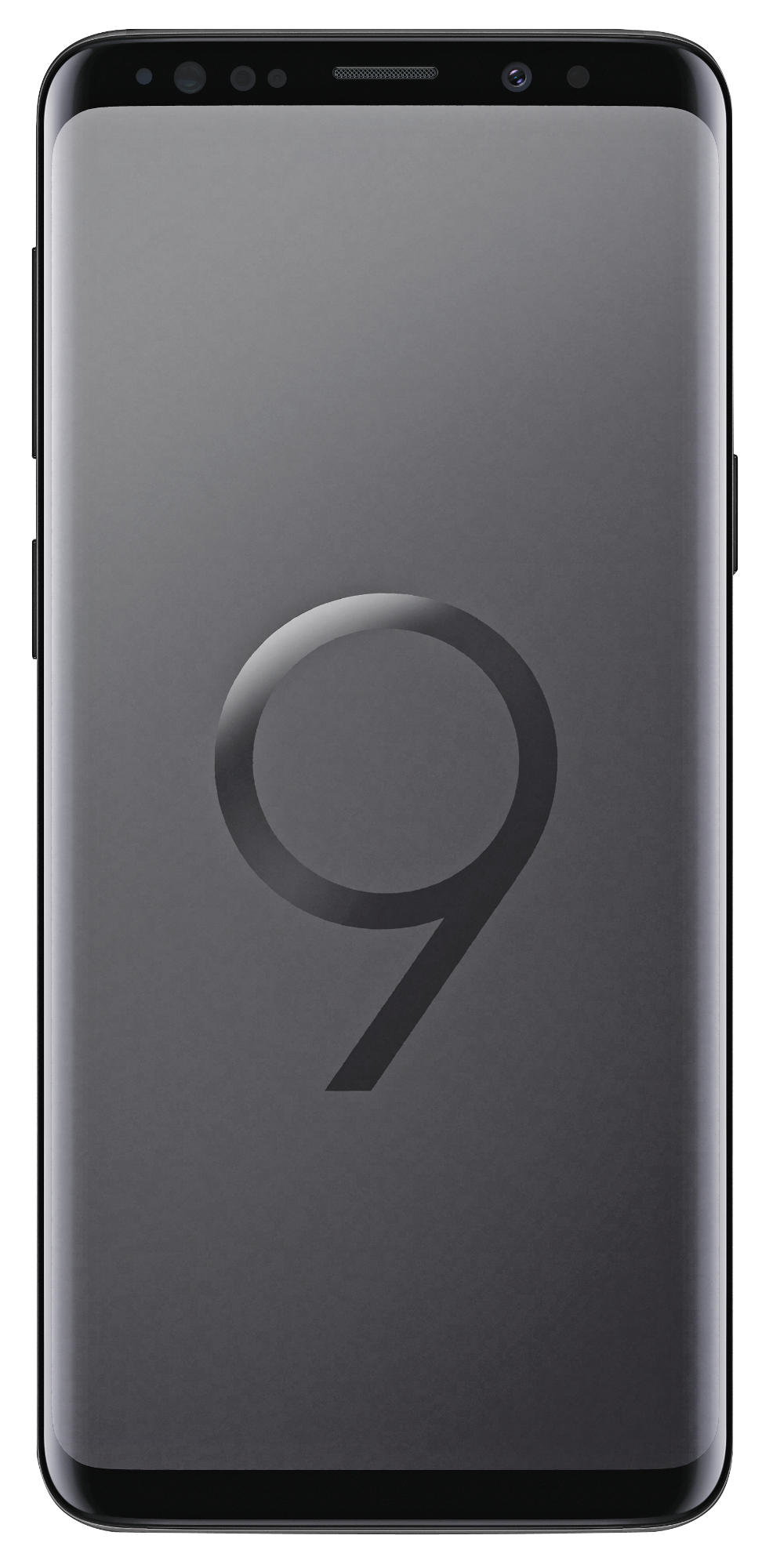 Ein schwarzes Smartphone mit einer großen Zahl 9 auf dem Bildschirm.