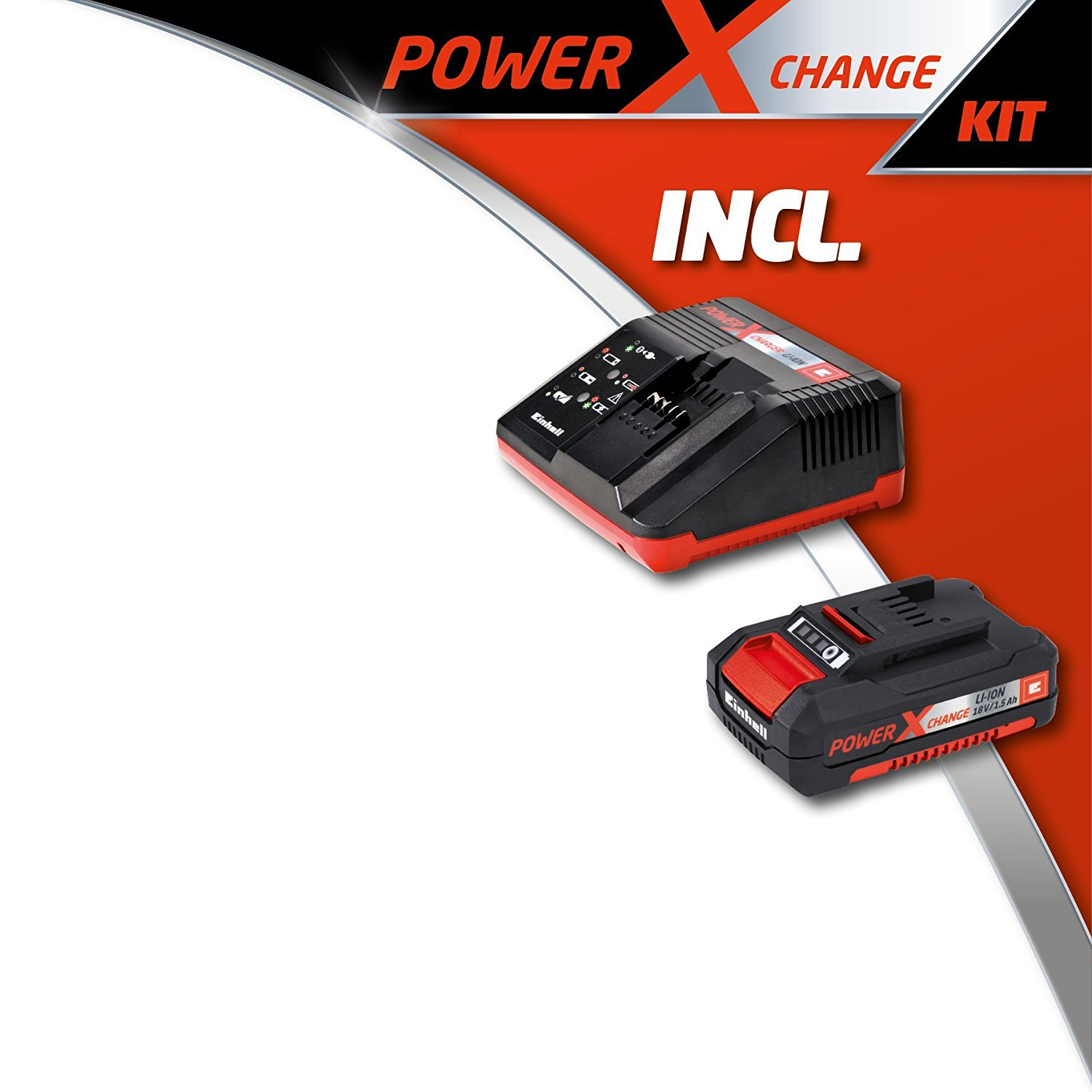 EINHELL Akku Heckenschere der Power X Change Serie GE HH 18/45 Li T Kit (inkl. Akku 18V/3Ah)