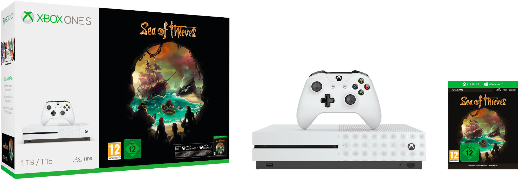 Consola Xbox One S 1 TB, Blanco + Sea of Thieves
