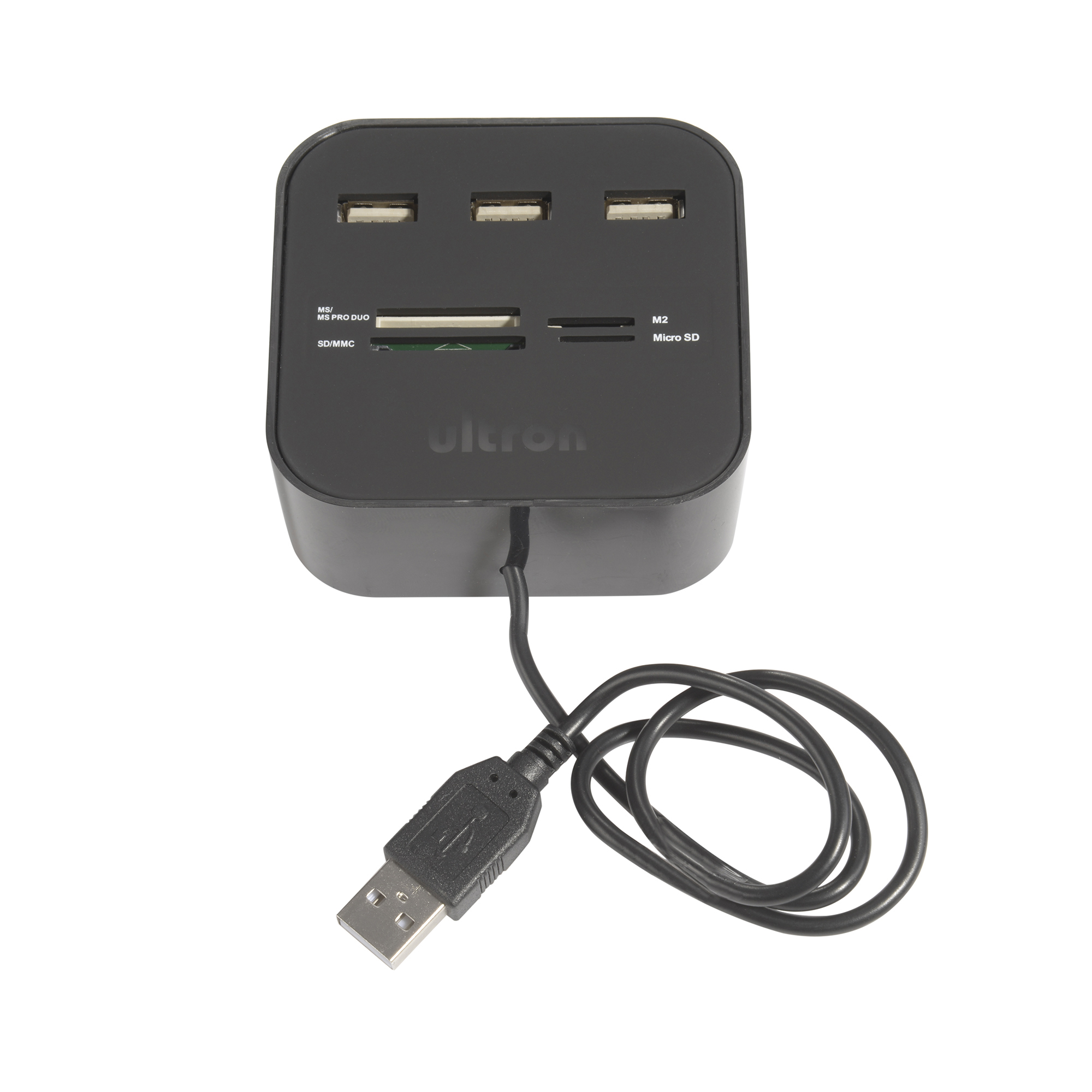 ULTRON UHC-300 , 3-Port USB 2.0 Hub & Card Reader, Schwarz