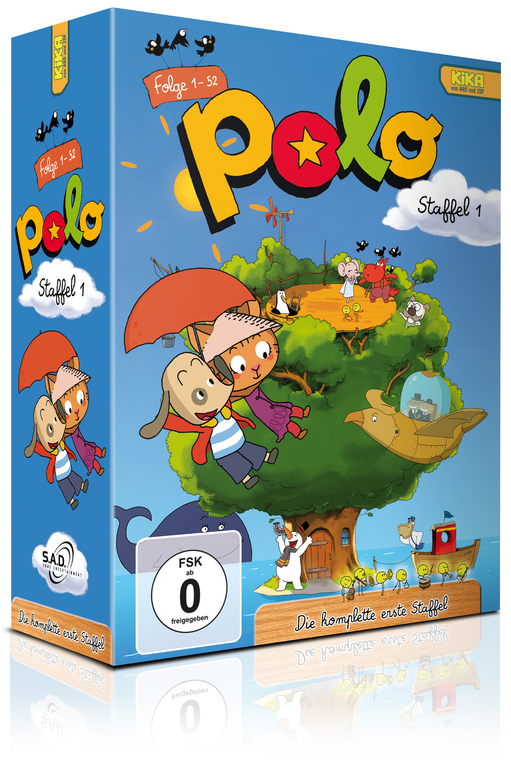 Box-Set von Polo, einer Zeichentrickserie, mit Cartoon-Figuren und Text auf Deutsch.