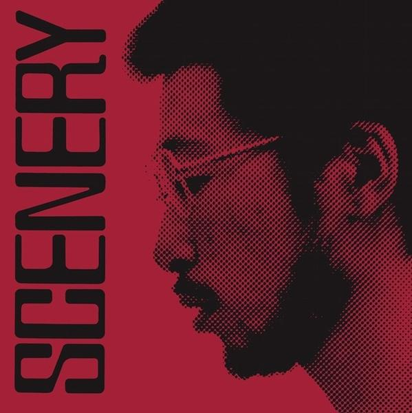 Albumcover. Männerprofil, roter Hintergrund, Text 'SCENERY'.