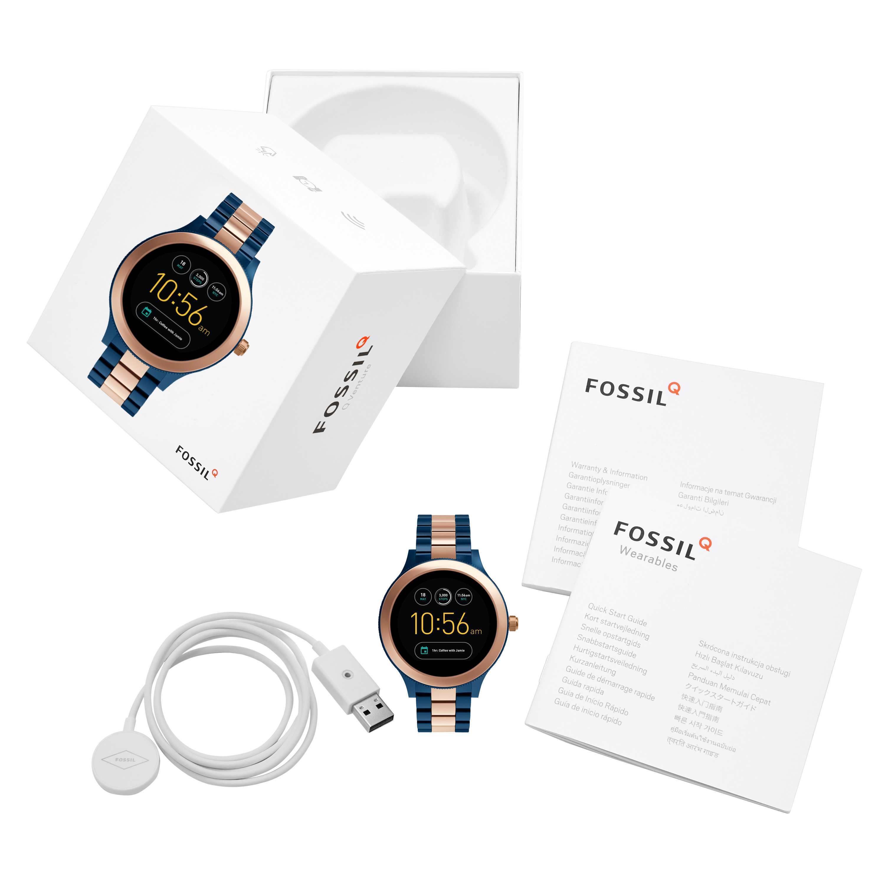 FOSSIL FTW6002 Venture Smartwatch Edelstahl Edelstahl, 190 mm, Blau