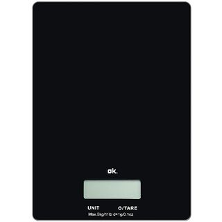 Balanza de cocina - OK 3220, Peso máximo 5Kg, Display LCD, Apagado automático, Negro