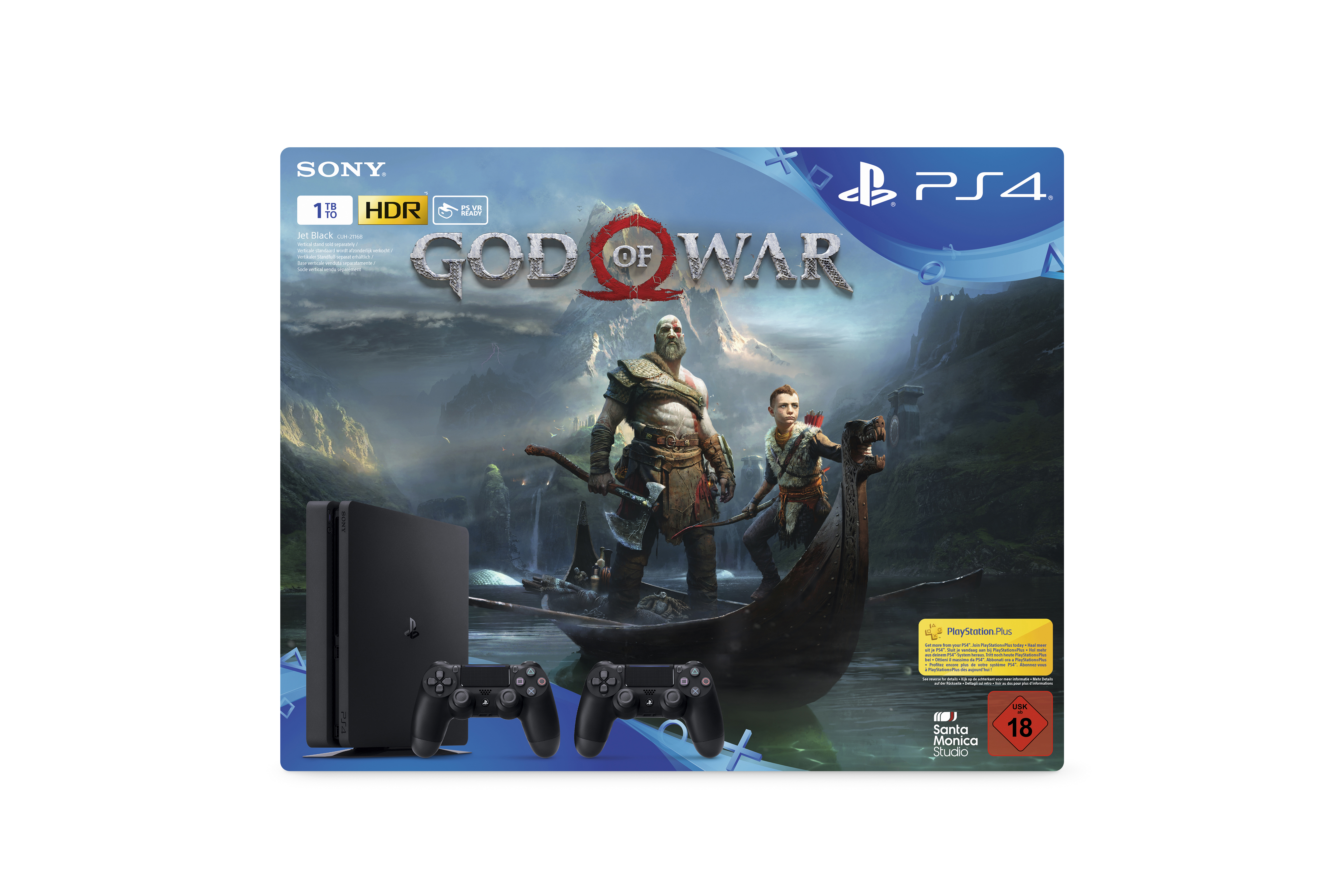 SONY PlayStation 4 1 TB Black inkl. God of War und 2 x DUALSHOCK®4 Wireless-Controller