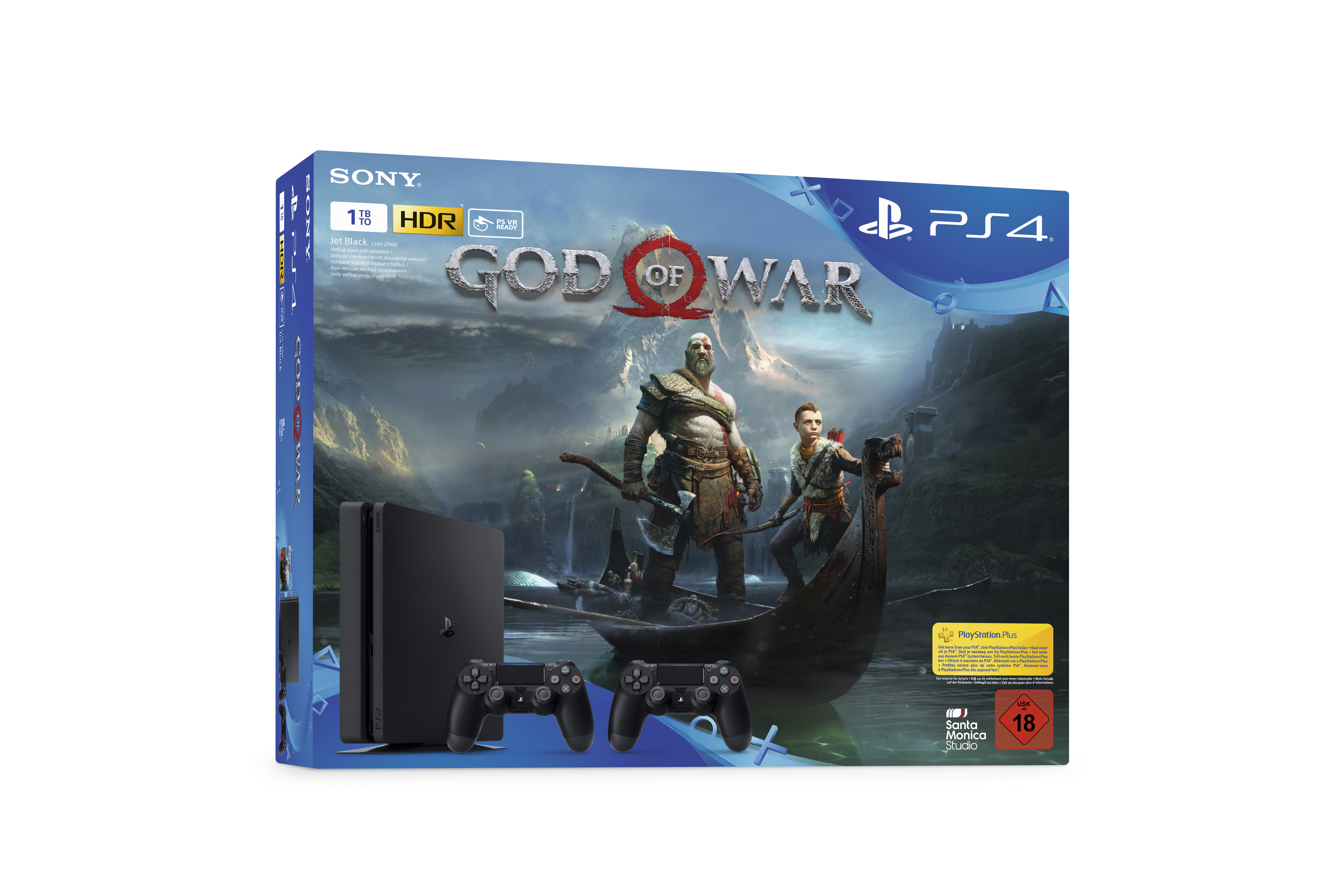 SONY PlayStation 4 1 TB Black inkl. God of War und 2 x DUALSHOCK®4 Wireless-Controller