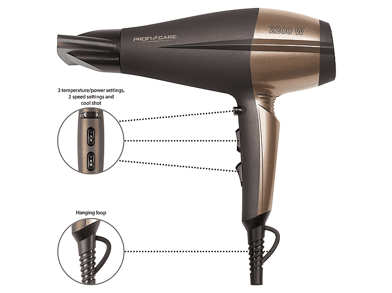Profi Care PC-HT 3010 Haartrockner Braun/Bronze (2200 Watt) — Foto 2 von 5