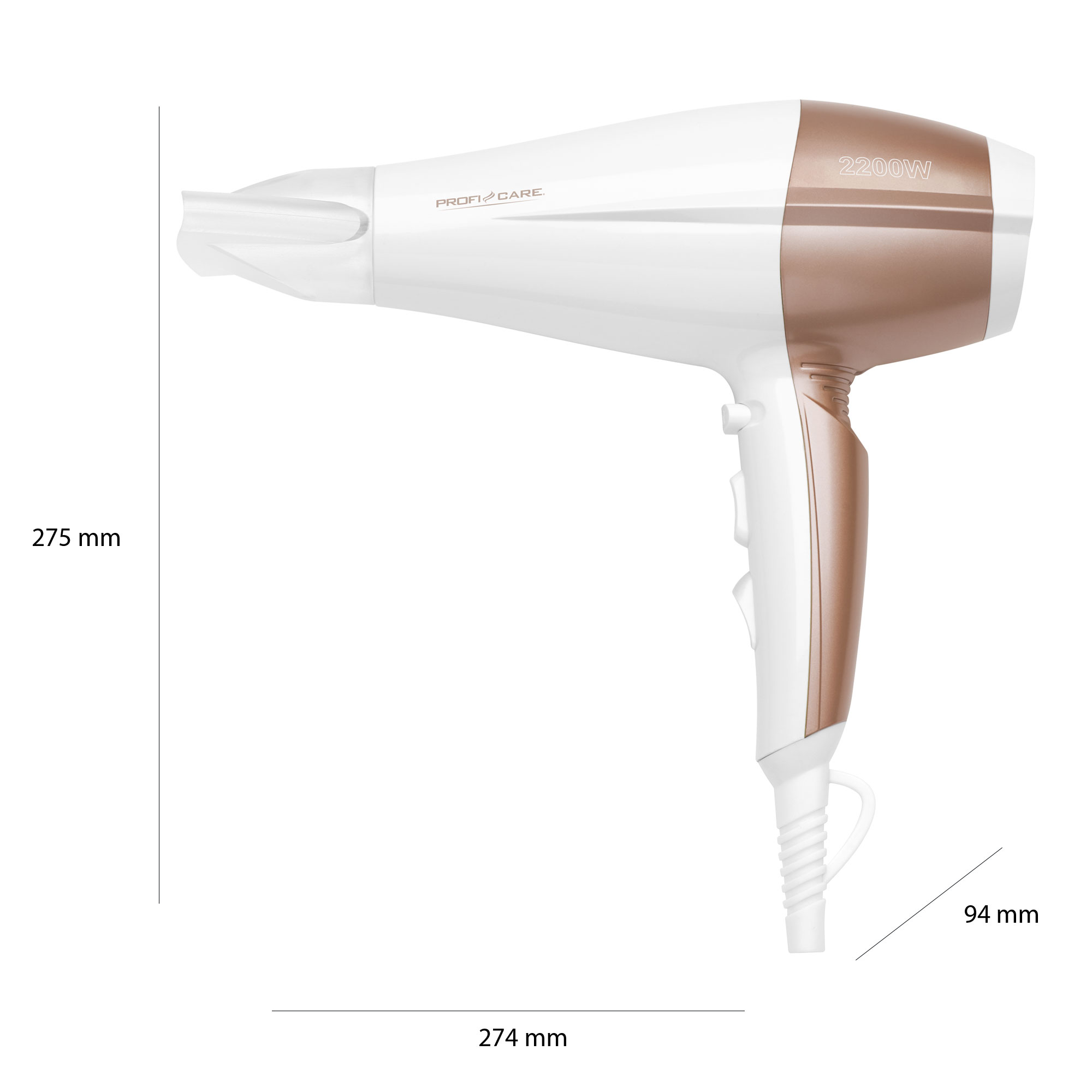 PROFI CARE PC-HT 3010 Haartrockner Weiß/Champagner (2200 Watt)