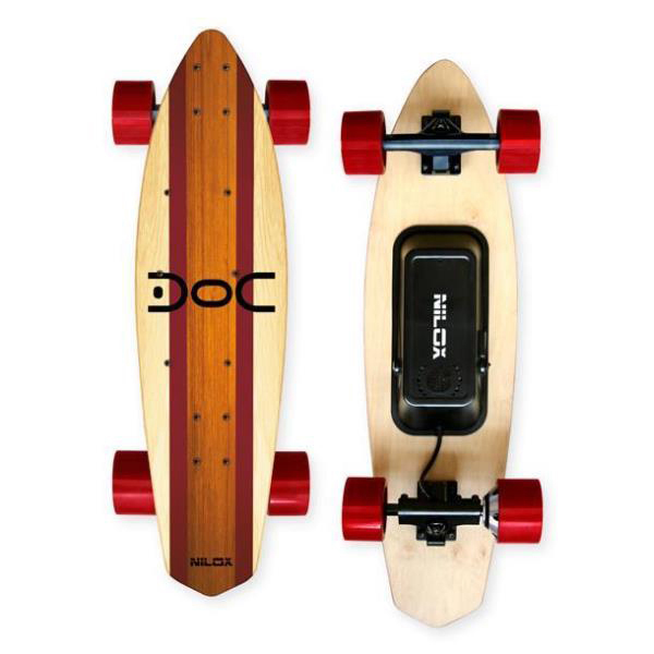 Monopatín eléctrico - Nilox Doc Cruiser, 12 km/h, 4400 mAh, Madera