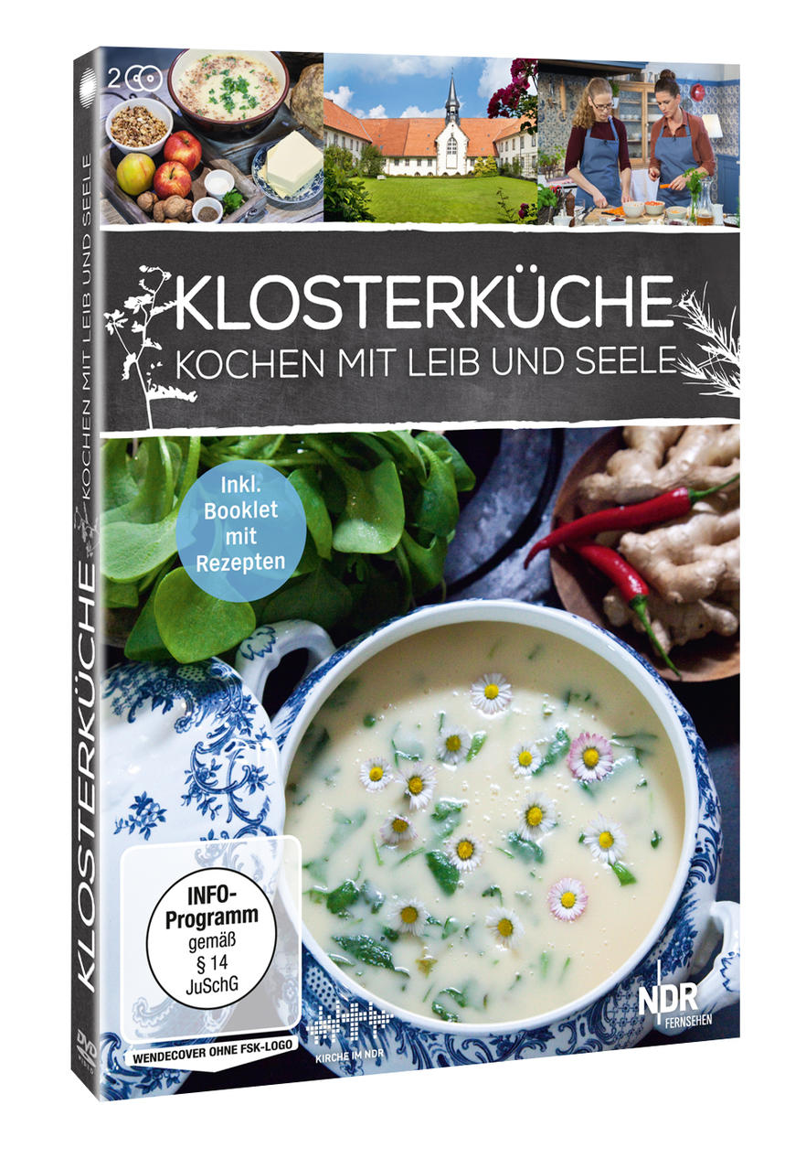 DVD-Cover, deutscher Text, Suppenschüssel mit Blumen und Bilder von Kochen und einem Gebäude.