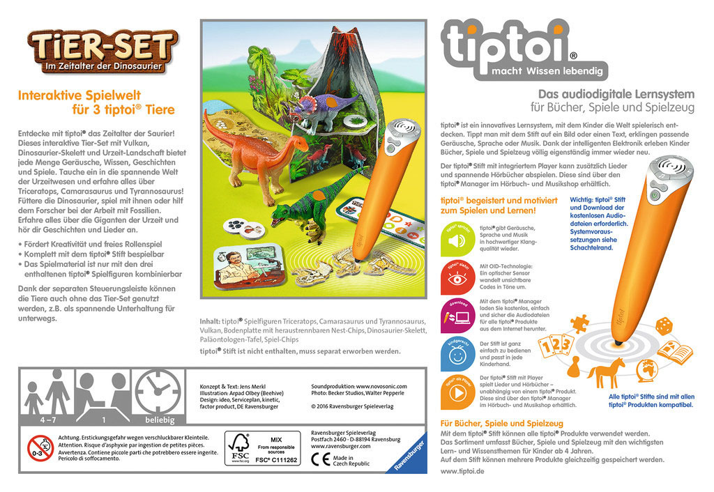 RAVENSBURGER tiptoi® Tier-Set Im Zeitalter der Dinosaurier tiptoi® Spielfiguren, Mehrfarbig