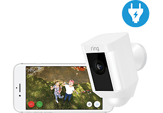 RING Spotlight Cam Wired - weiß, HD-Überwachungskamera mit Licht, Sirene und Bewegungsmelder