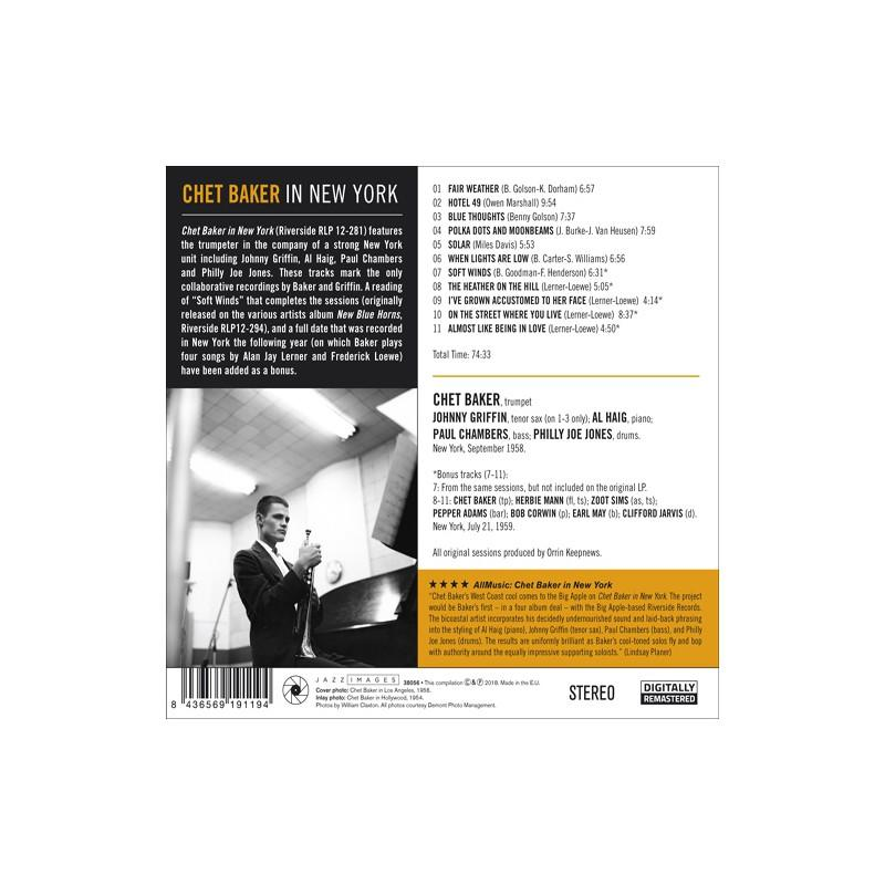 CD-Cover mit Text und Bildern. Das Cover enthält Bilder von Chet Baker und Text. Der Hintergrund ist weiß.