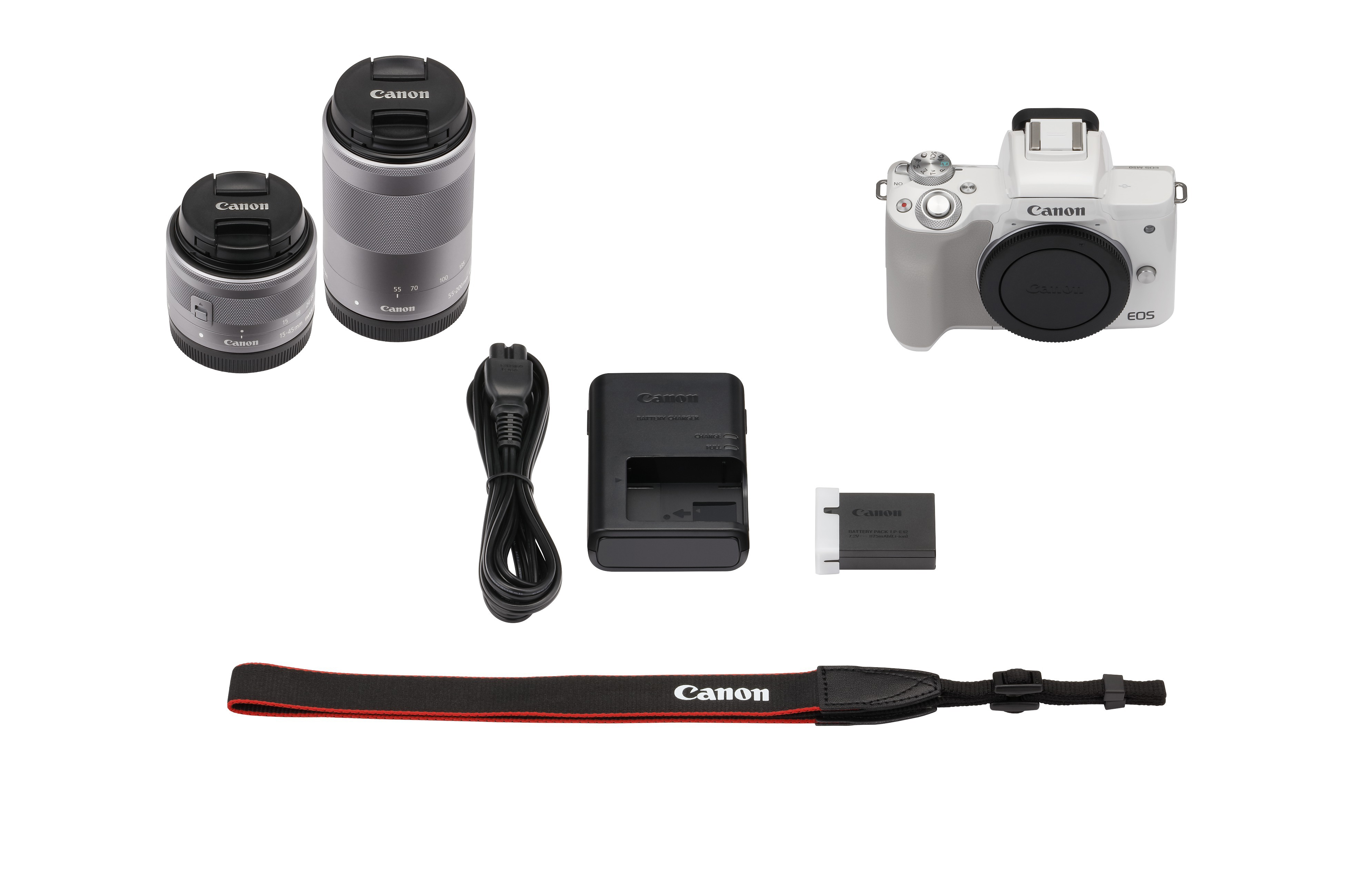 CANON EOS M50 Kit Systemkamera mit Objektiv 15-45 mm, 55-200 mm, 7,5 cm Display Touchscreen, WLAN