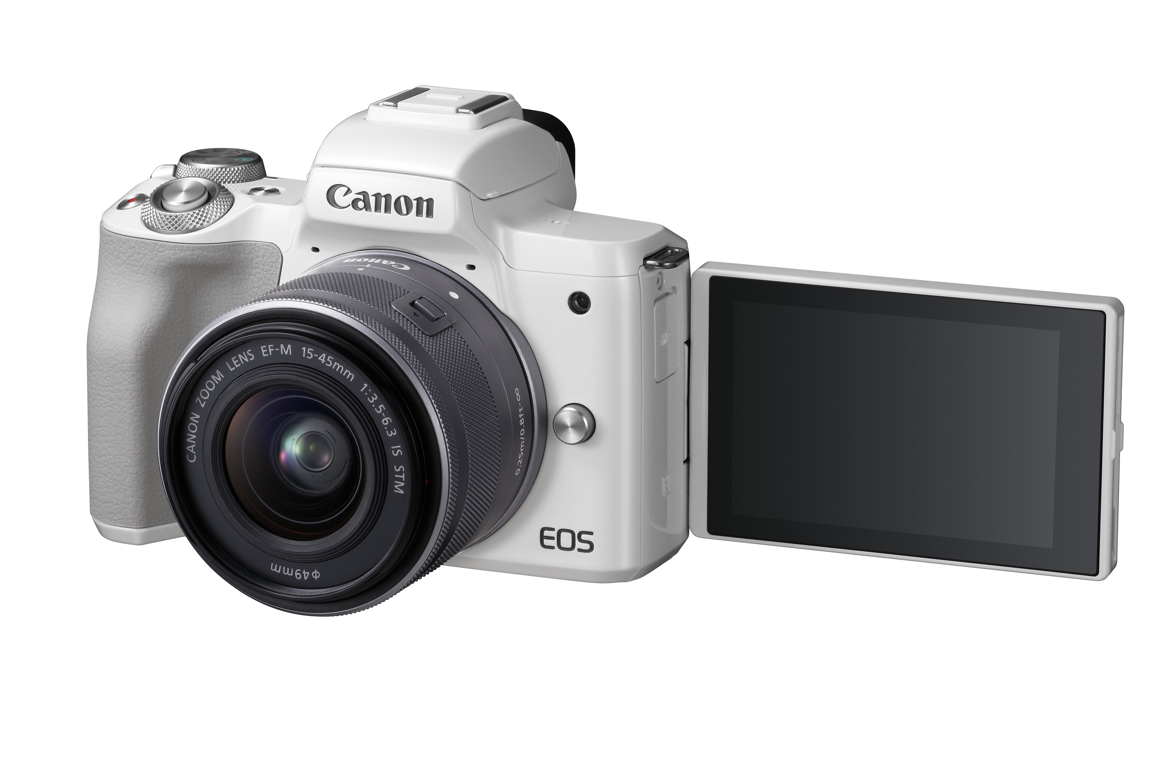 CANON EOS M50 Kit Systemkamera mit Objektiv 15-45 mm, 55-200 mm, 7,5 cm Display Touchscreen, WLAN