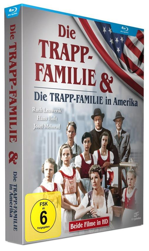 DVD-Hülle mit dem Filmtitel "Die Trapp-Familie & Die Trapp-Familie in Amerika". Bild einer Familie.