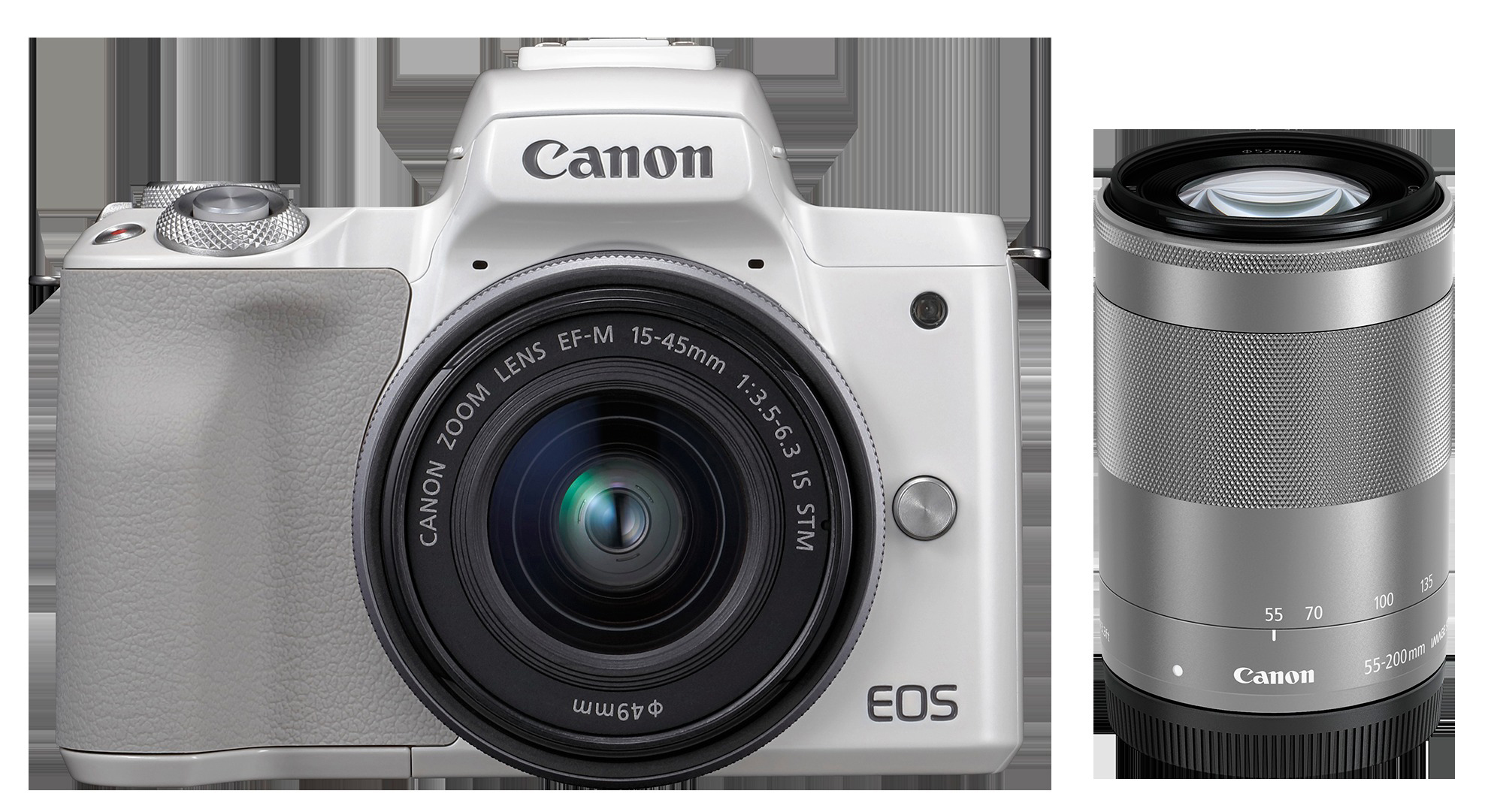 CANON EOS M50 Kit Systemkamera mit Objektiv 15-45 mm, 55-200 mm, 7,5 cm Display Touchscreen, WLAN