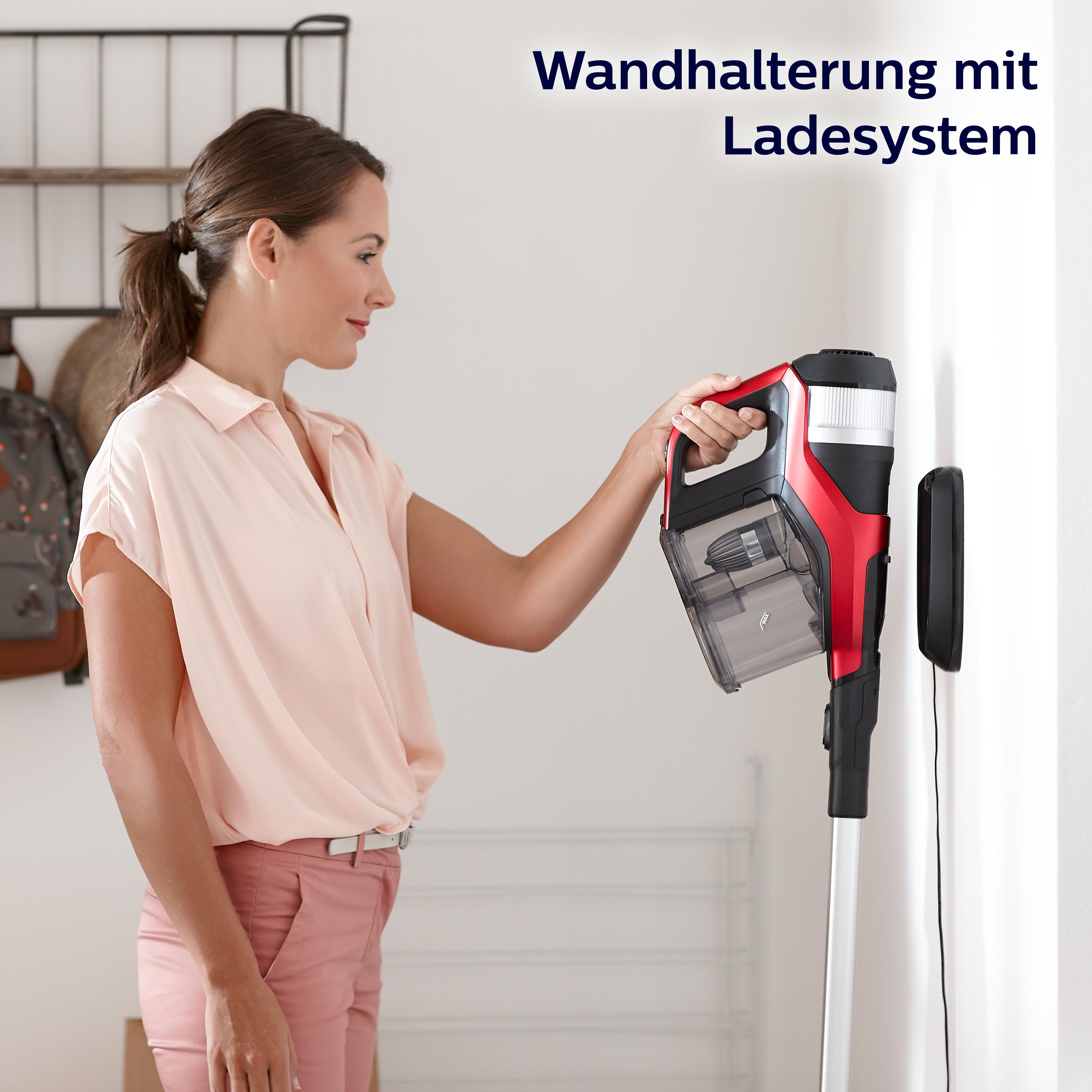 PHILIPS SpeedPro Max kabelloser Akku Staubsauger mit Turbodüse FC6823/01, rot Akku-Stielsauger (0,6 l, Akkulaufzeit: 65 min, Rot)
