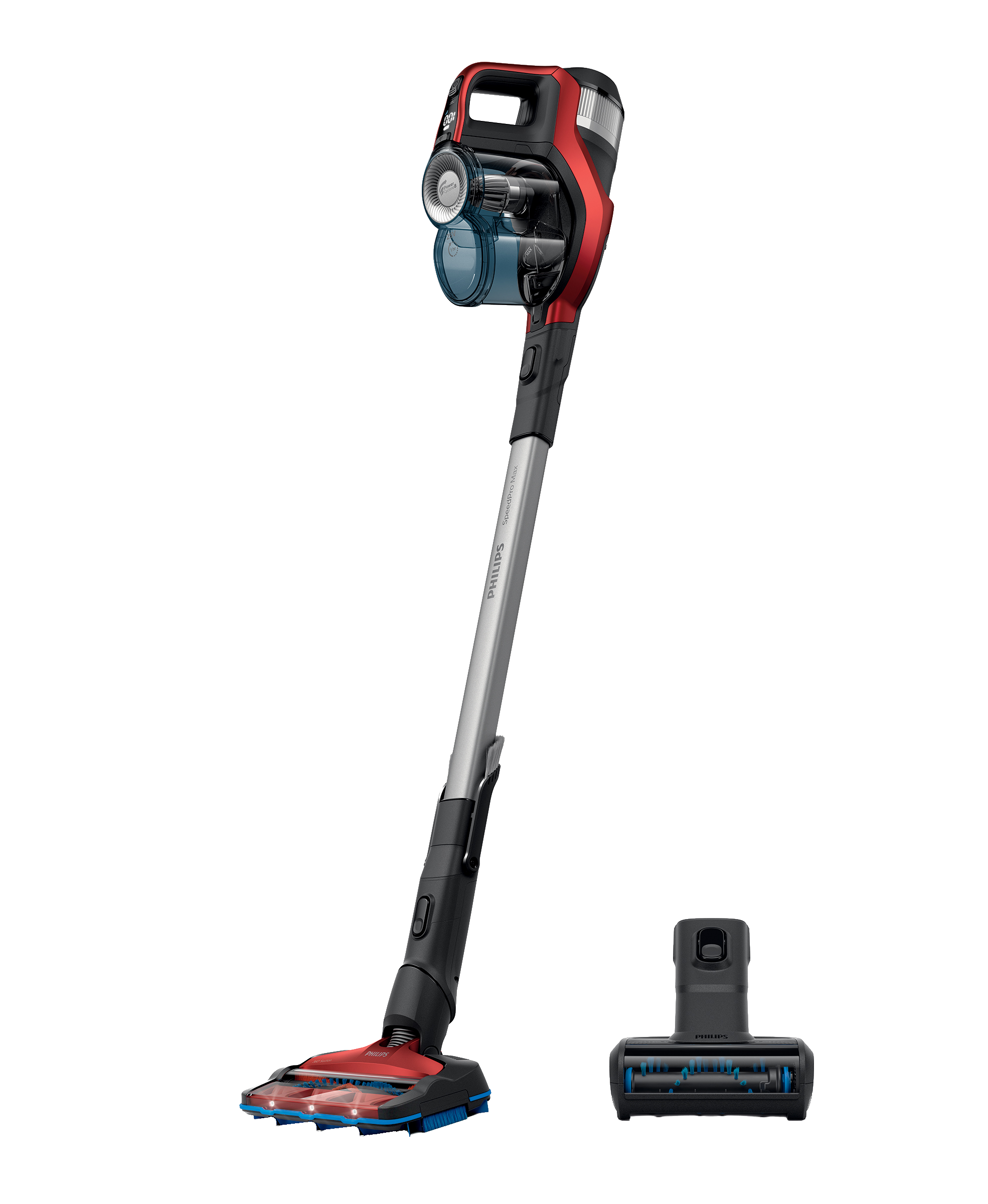 PHILIPS SpeedPro Max kabelloser Akku Staubsauger mit Turbodüse FC6823/01, rot Akku-Stielsauger (0,6 l, Akkulaufzeit: 65 min, Rot)