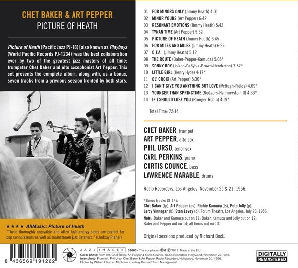 Rückseite eines Jazzalbums mit Text über Musik und Musiker. Chet Baker.