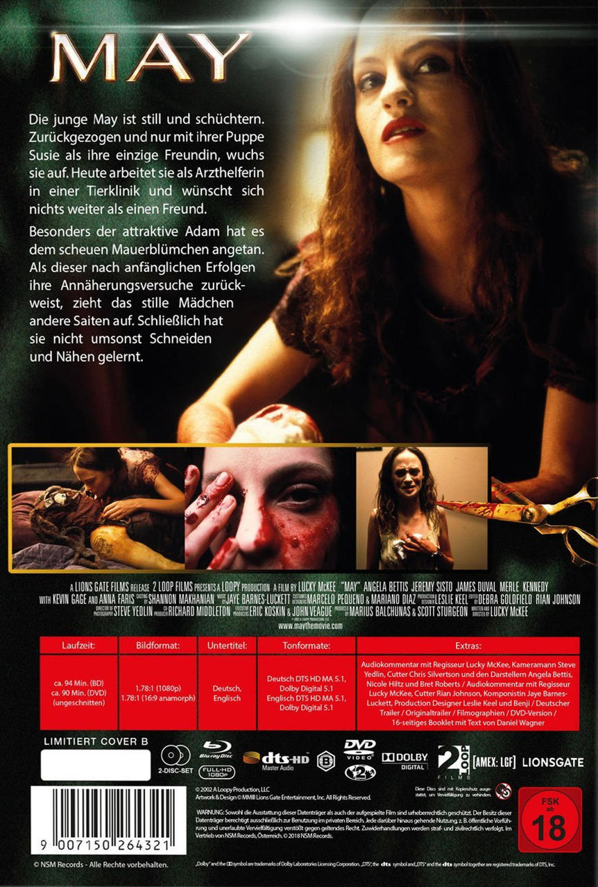 Filcover mit Frau, Titel MAY, kleine Bilder. Eine DVD-Hülle mit deutschem Text.