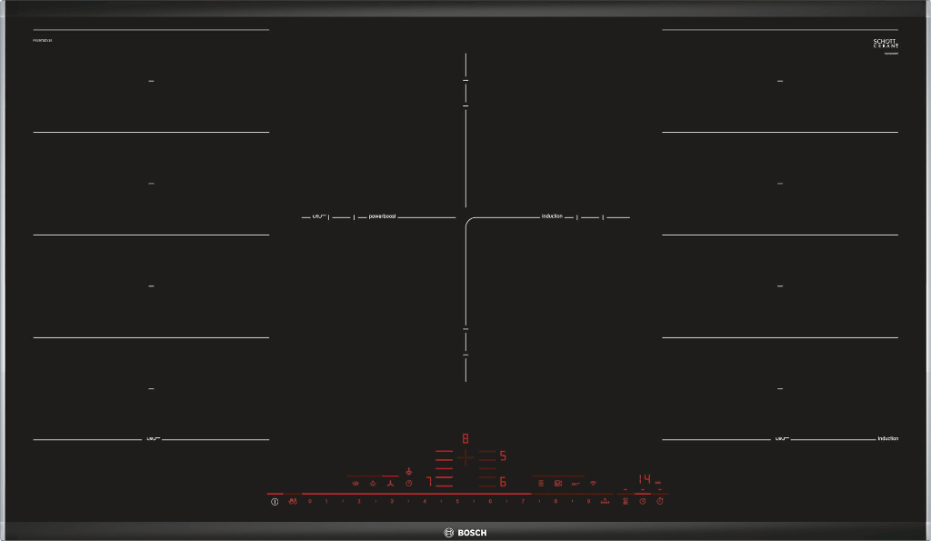 BOSCH PXV975DV1E Serie8 Beépíthető flexInduction üvegkerámia főzőlap
