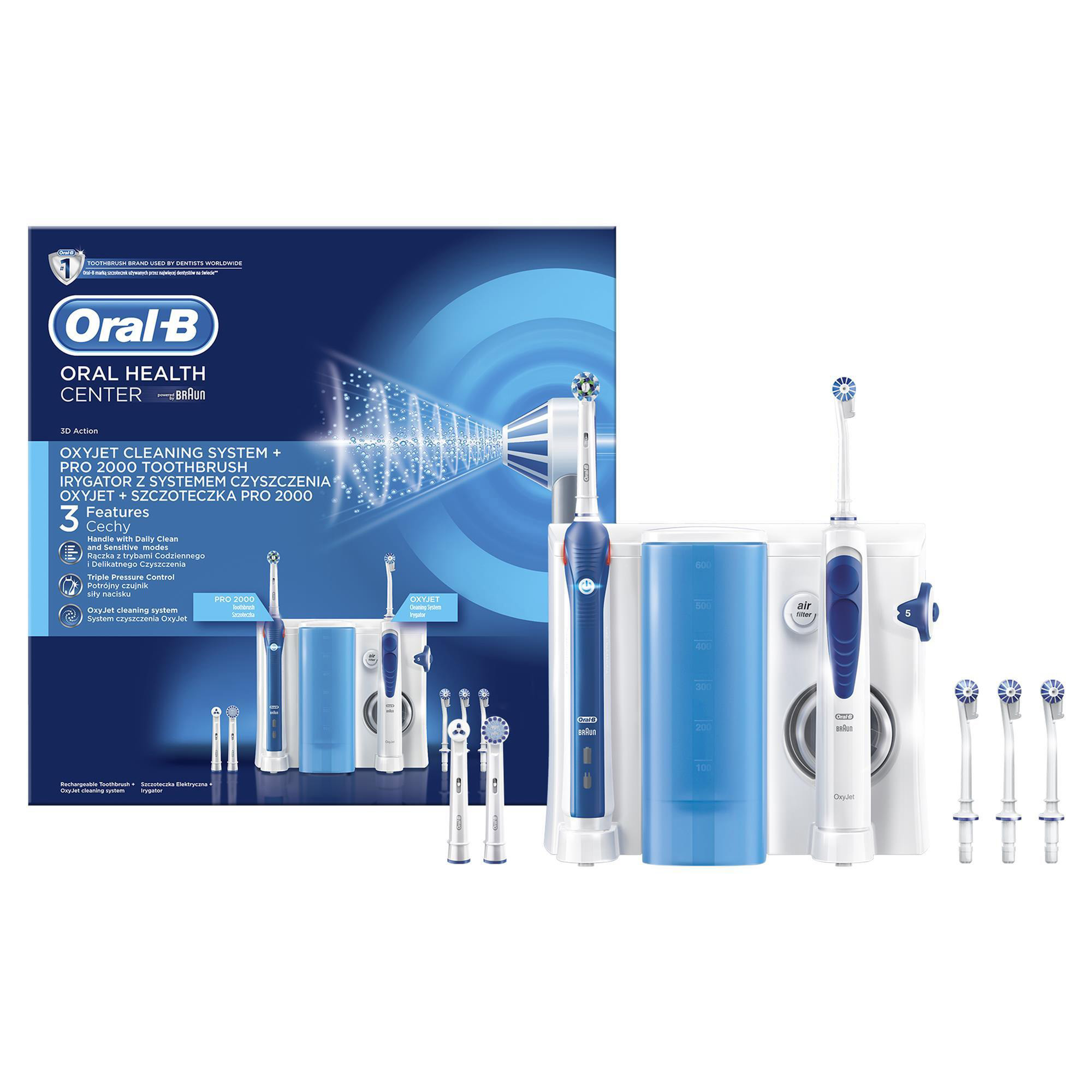 ORAL-B Mundpflegecenter Pro 2 Health Center OxyJet, weiß/dunkelblau