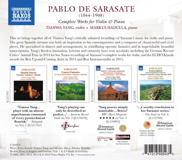 Rückseite eines CD-Covers. Text und Bilder vorhanden, mit einer Liste der Titeltitel und Rezensionen.