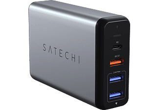 SATECHI TRAVEL 1XUSB-C/3XUSB-A S.GREY - Reiseladegerät (Grau/Schwarz)