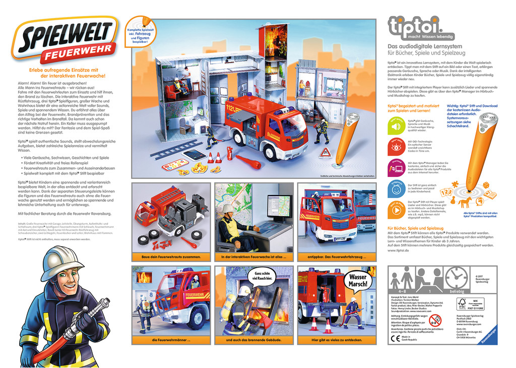 RAVENSBURGER tiptoi® Spielwelt Feuerwehr tiptoi®, Mehrfarbig