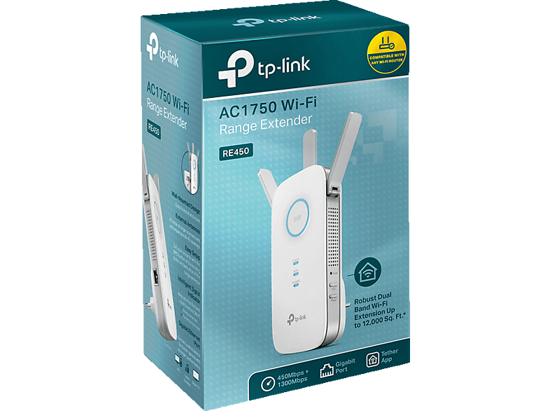 TP-LINK WLAN Repeater RE450 Gigabit, Weiß (AC1750-Dualband) — Foto 2 von 3