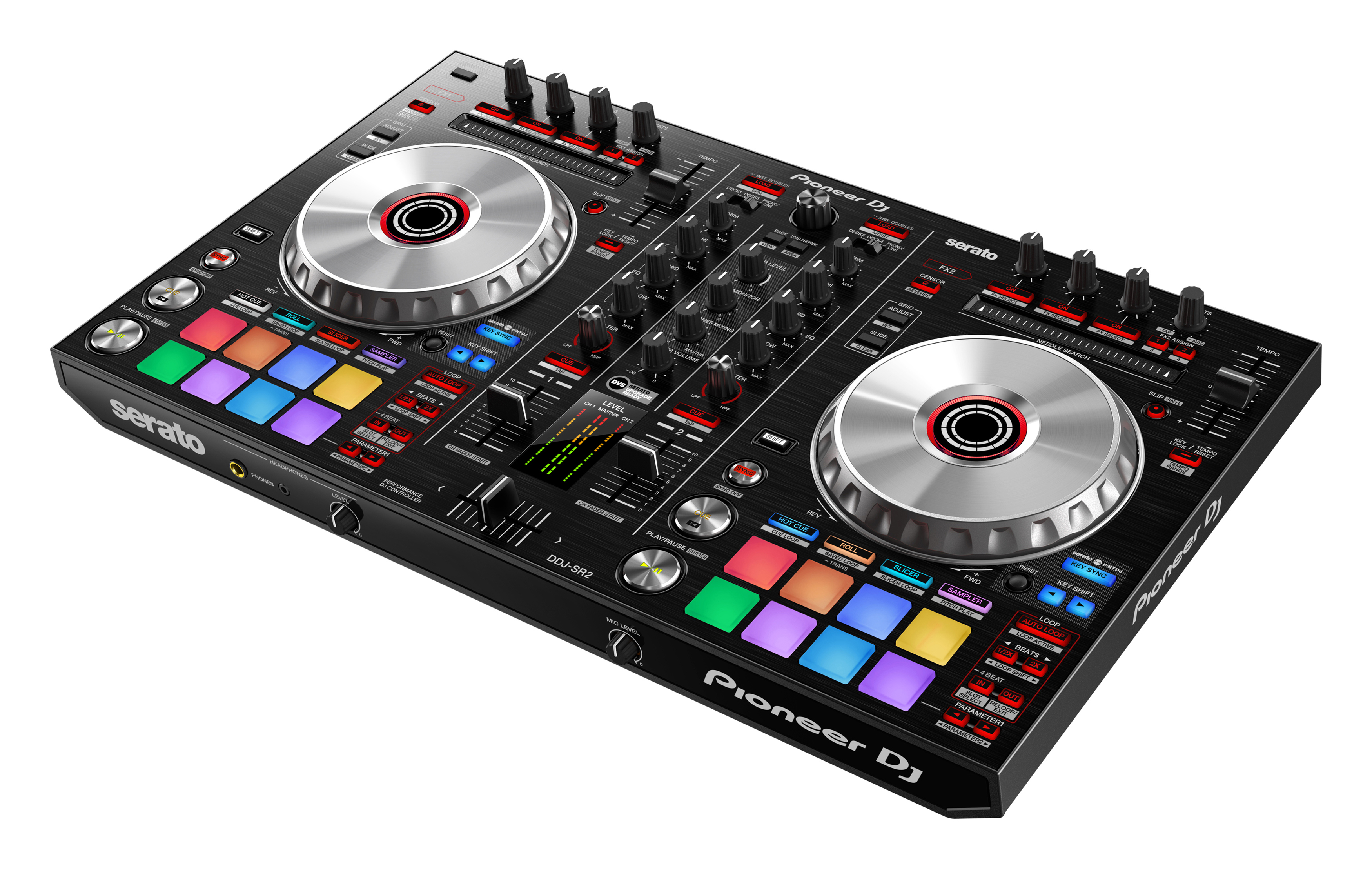 PIONEER DJ DDJ-SR2 Tragbarer 2-Kanal-DJ-Controller, Schwarz