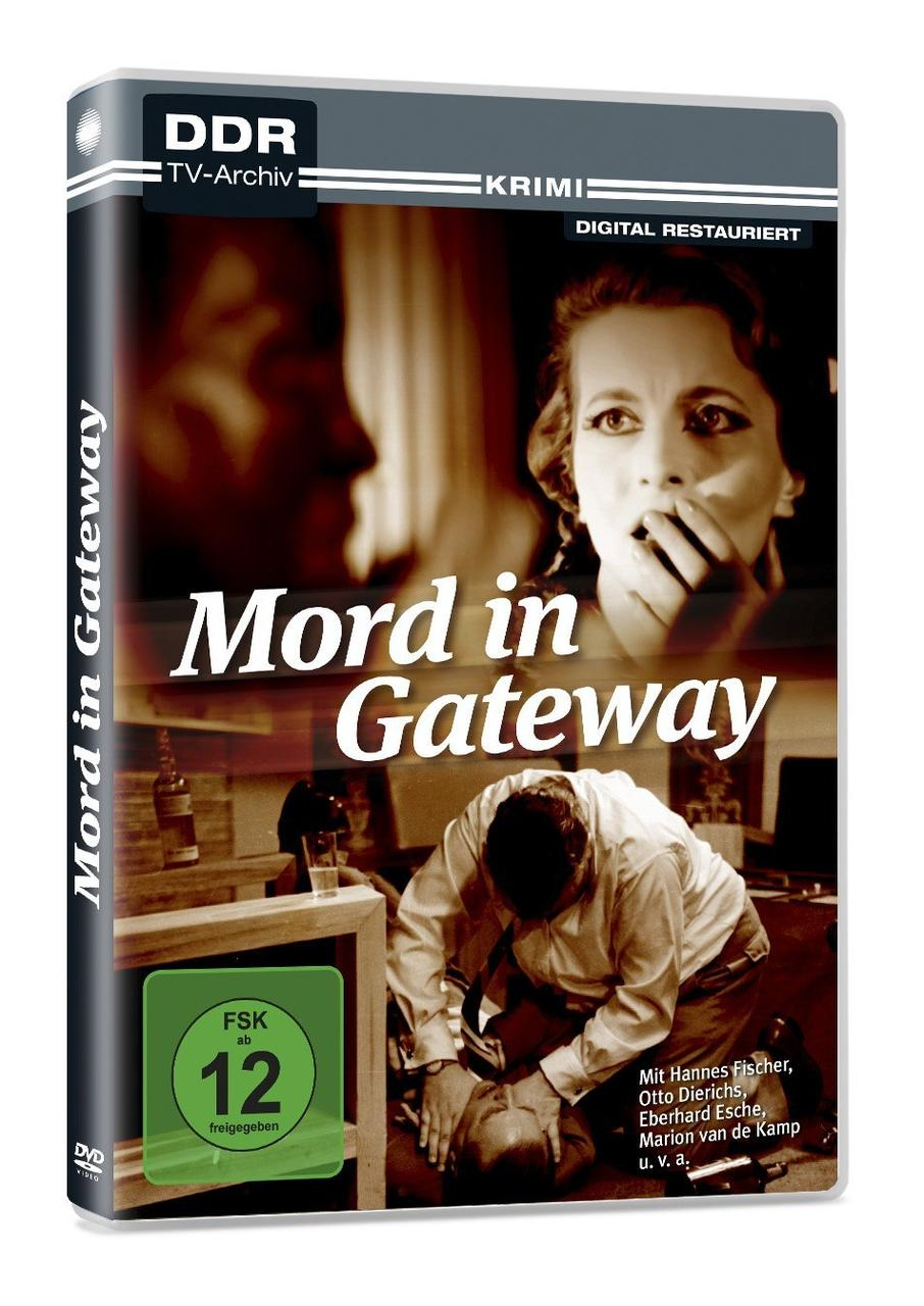 DVD-Hülle für 'Mord in Gateway'. Zeigt Schauspieler auf der Vorderseite und hat einen grünen Bewertungsticker.