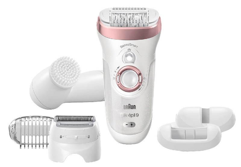 Depiladora - Braun Silk-épil 9 9/880, Wet & Dry, SensoSmart, Inalámbrica, Cabezal extra ancho,
