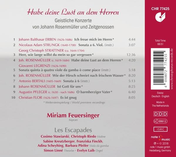 Ein CD-Cover mit deutschem Text, einer Titelliste und dem Titel "Habe deine Lust an dem Herren".