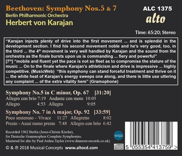 CD-Cover mit Text über Beethovens Symphonie Nr. 5 & 7 vom Berliner Philharmoniker Orchester.