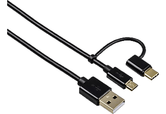 HAMA 2-in-1 Micro-USB-kabel met USB-C-adapter 3 sterren 1m