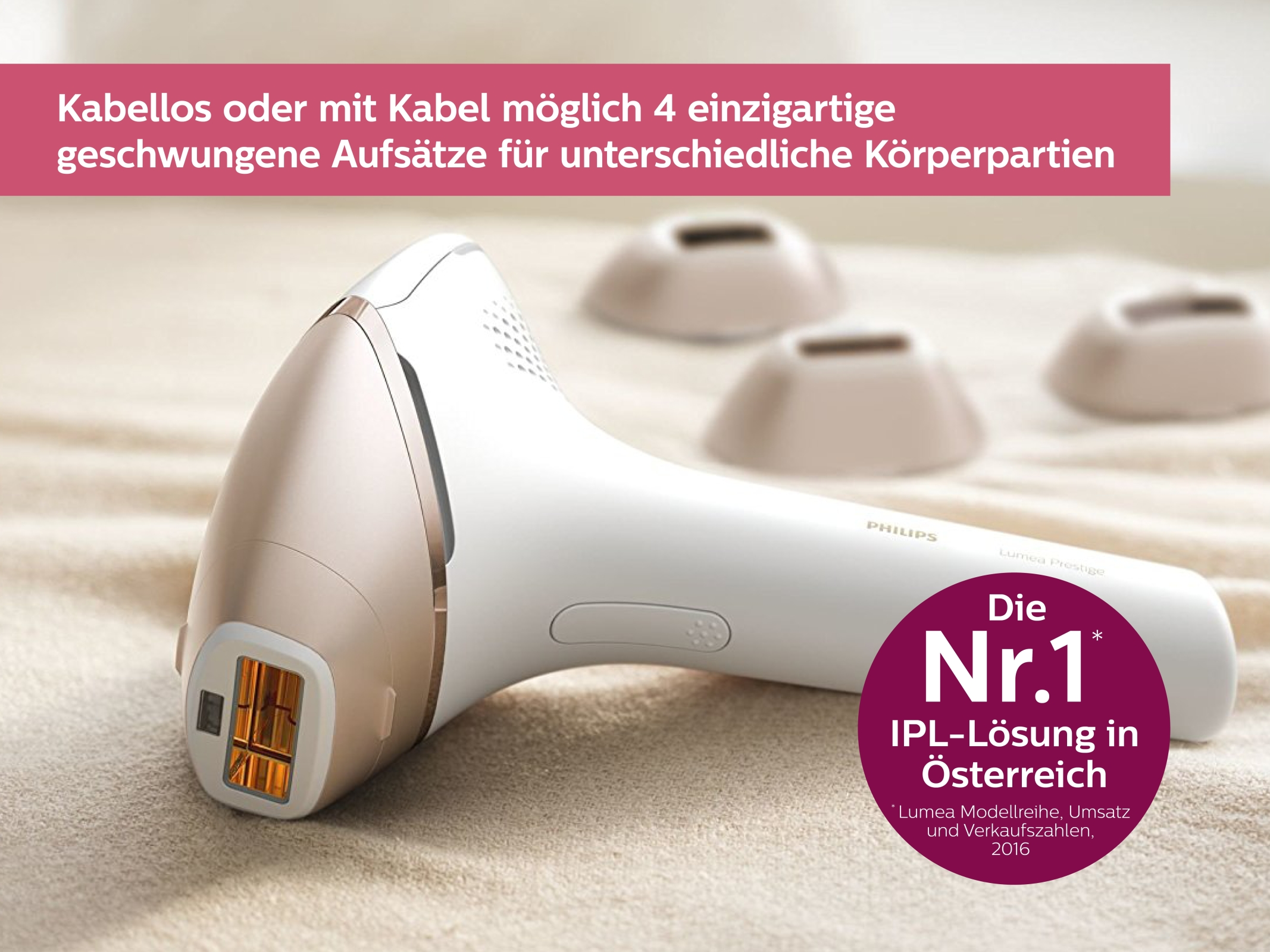 PHILIPS Lumea Prestige IPL-Haarentfernungsgerät BRI956/00, weiß-rosegold IPL-Haarentfernungsgerät (weiß, roségold, mit , )