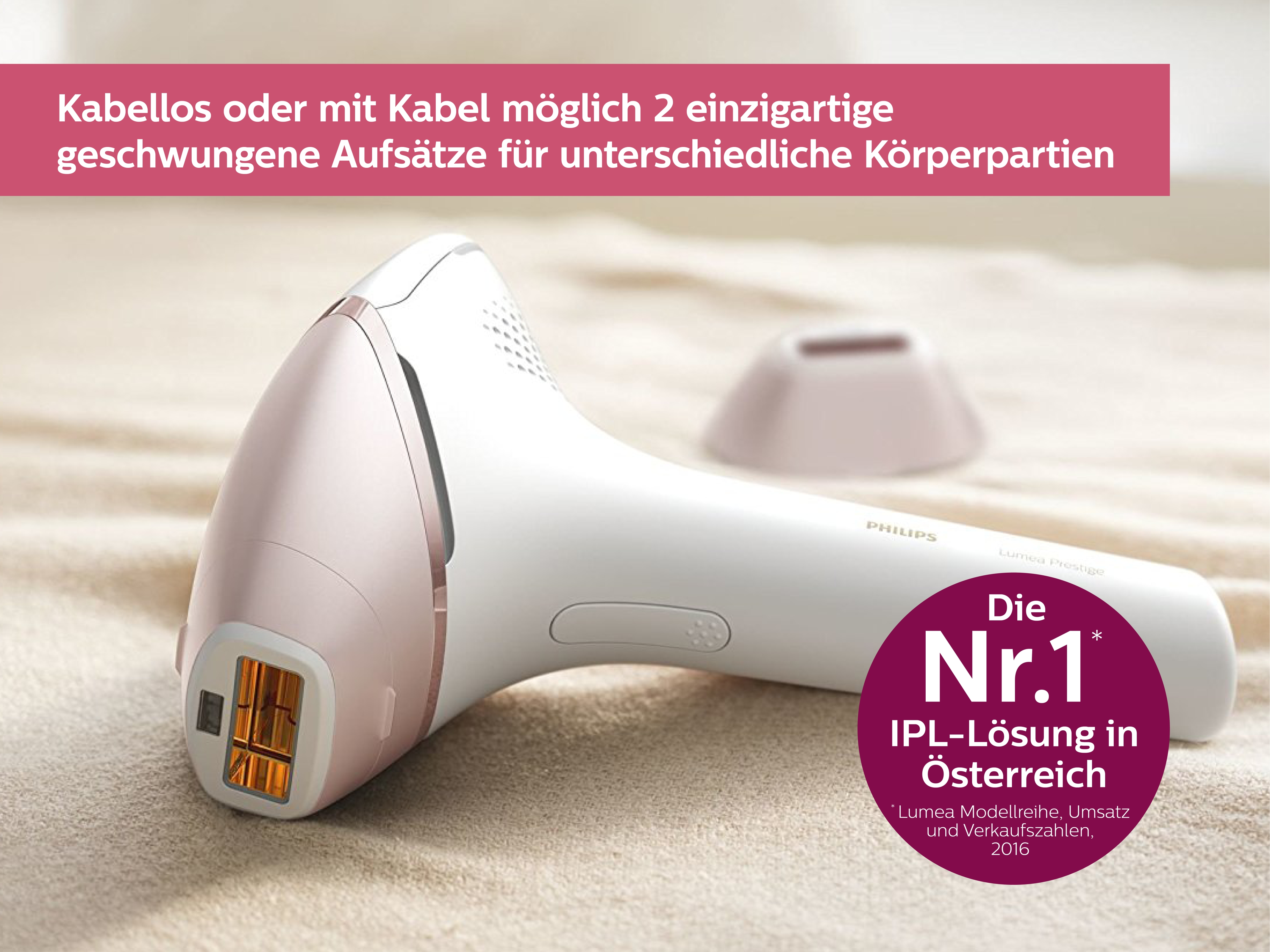 PHILIPS IPL Lumea Prestige BRI 950/00 + Microdermabrasionsgerät Visa Care SC 6240/01 IPL-Haarentfernungsgerät (Rosa, Weiß, mit , )