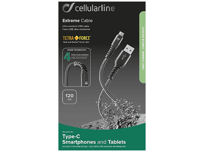 Cellular Line TetraForce Extreme Daten- und Ladekabel, 1.2m - USB-C — Foto 4 von 4