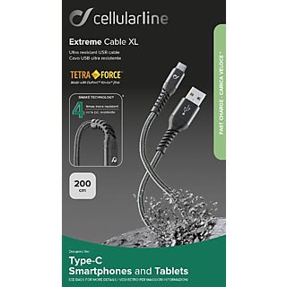 CELLULAR LINE EXTREME CABLE XL USB-C 2M BLACK - Câble de données et de charge ()