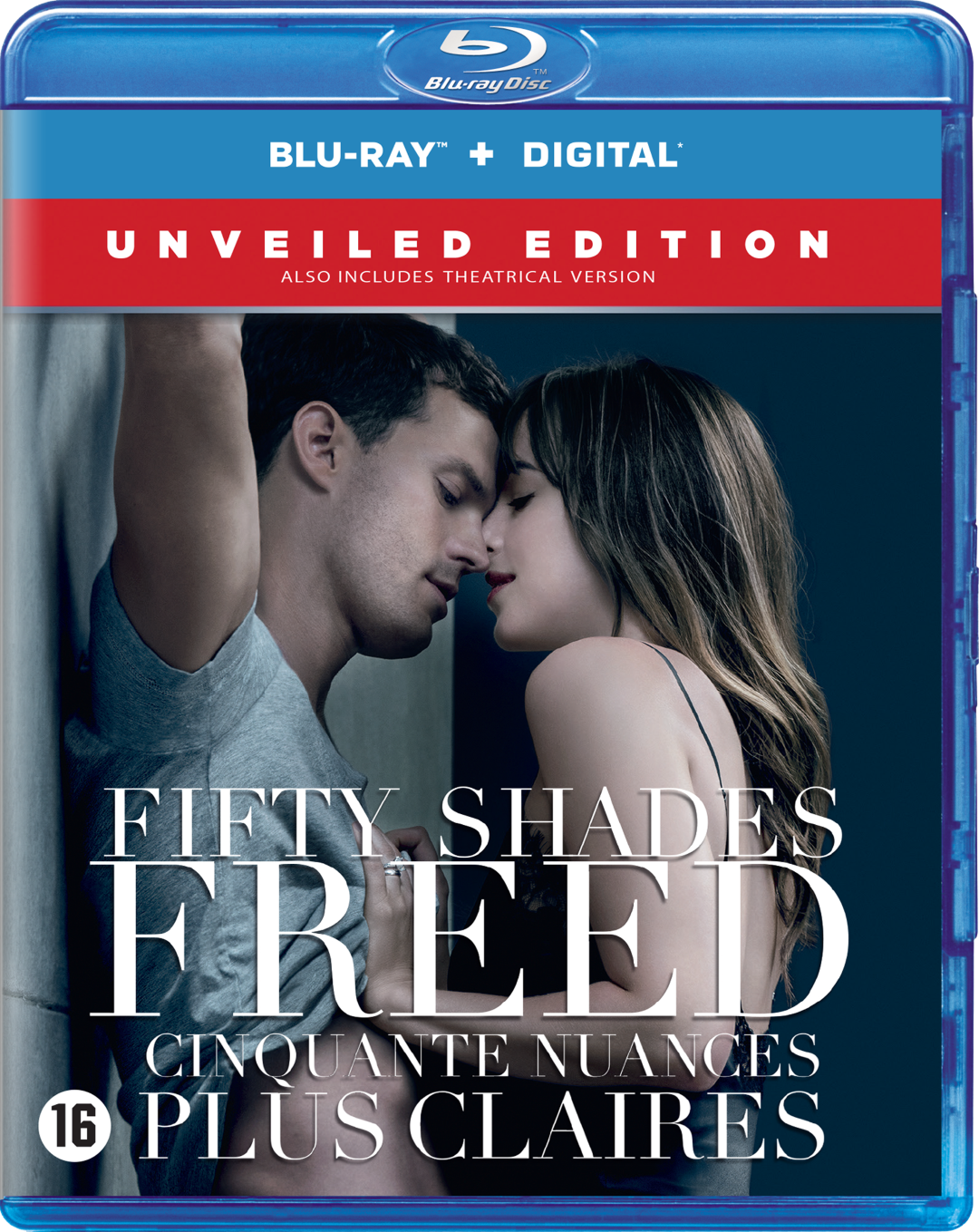 Couverture du film: Couple se touchant le front. Titre: Fifty Shades Freed.