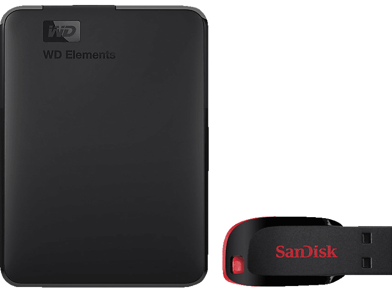 Cruzer Zoll, HDD 32 1 Blade 2,5 2.5 extern, TB + Festplatte, 1TB GB Zoll SanDisk WD Elements™ HDD, Schwarz Portable