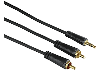 HAMA hama Cavo audio - Connettore jack da 3.5 mm-2 prese RCA maschio - 1.5 m - Nero - Etichetta Cinch (Nero)