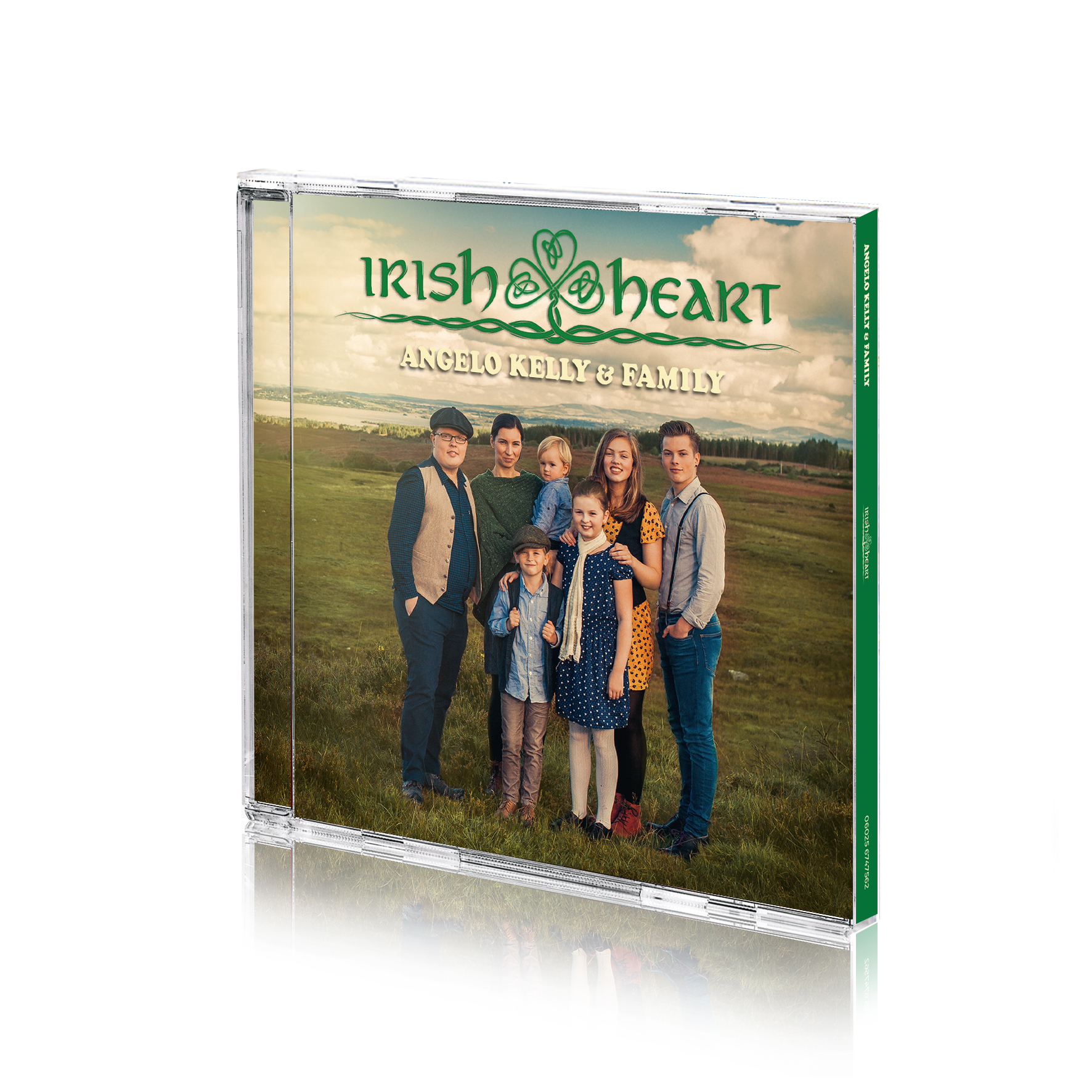 Eine CD-Hülle mit einem Familienfoto und den Worten 'Irish Heart'.