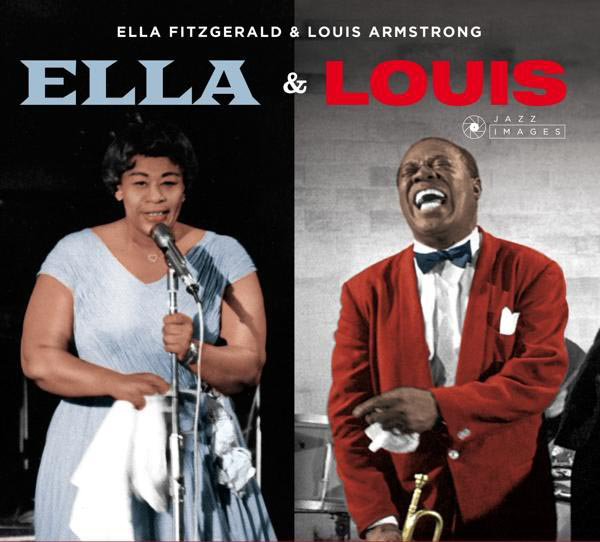 Ella & Louis Albumcover. Ella Fitzgerald und Louis Armstrong in einem Vintage-Foto.