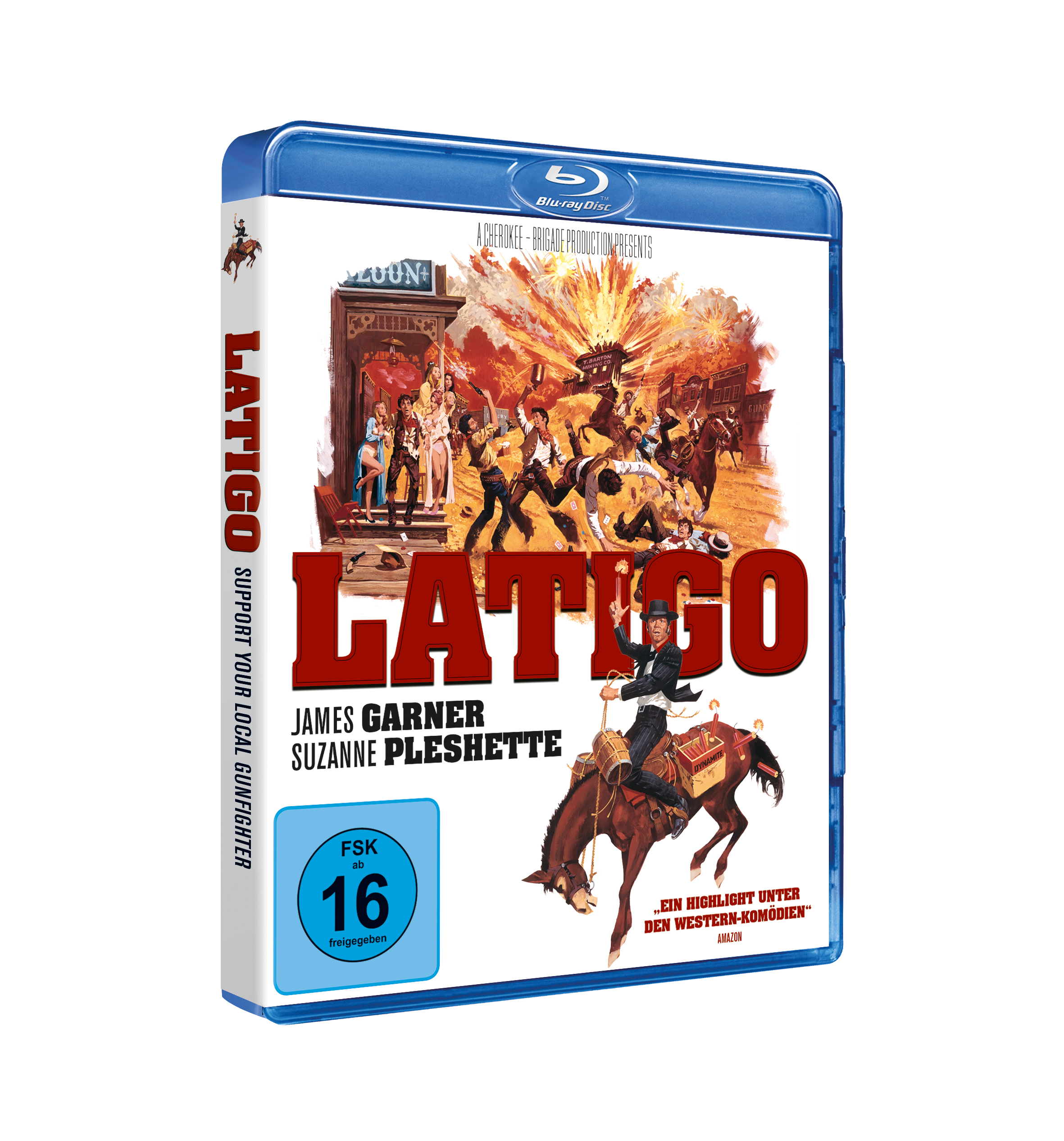 Eine DVD-Hülle mit einem Filmplakat, das eine Westernszene mit einer Schießerei zeigt.