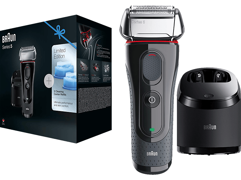 Rasierer BRAUN Series 5 5050cc Elektrorasierer Limitierte Auflage mit  Clean&Charge-Station Rasierer Schwarz/Rot (FlexMotionTec) | MediaMarkt
