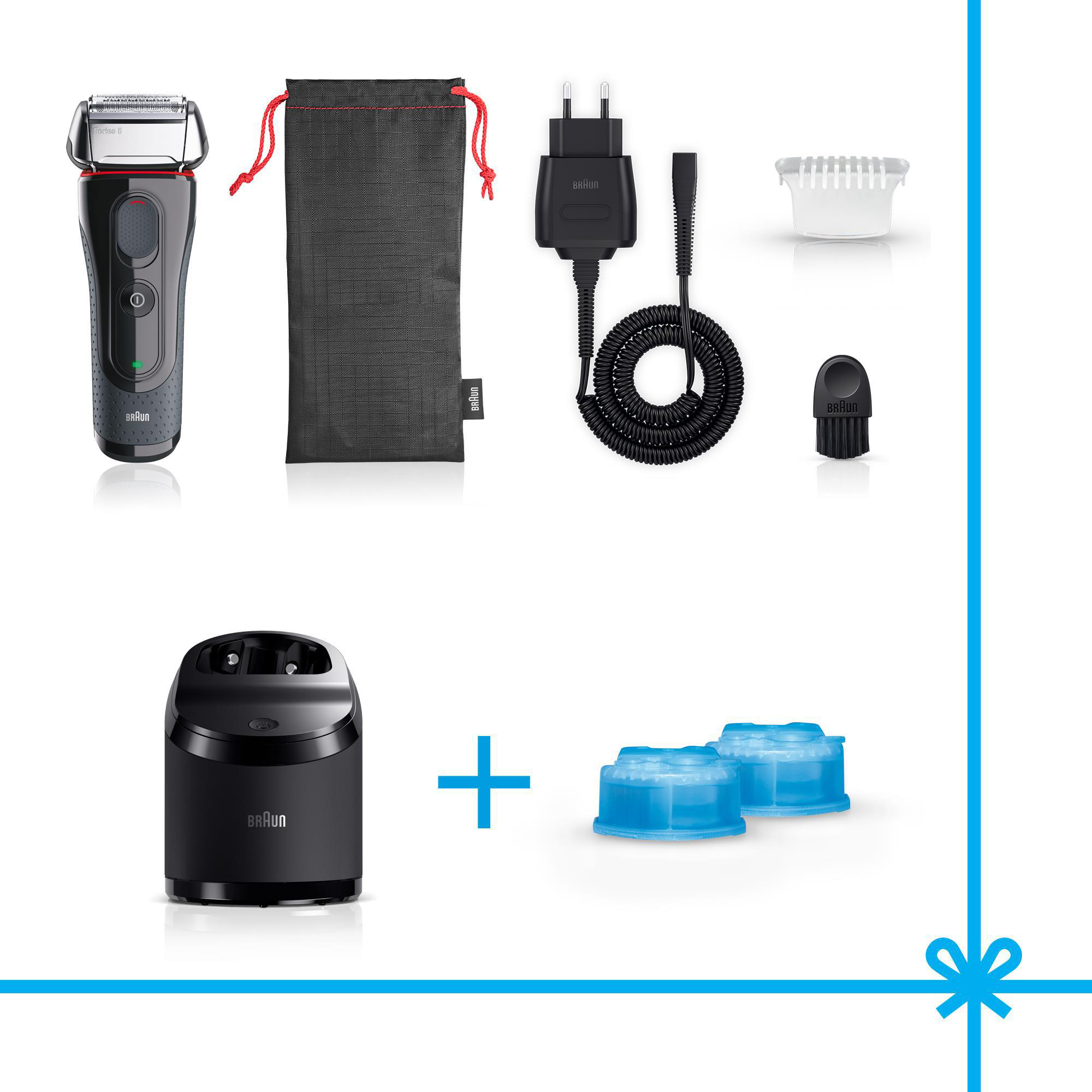 BRAUN Series 5 5050cc Elektrorasierer Limitierte Auflage mit Clean&Charge-Station Rasierer Schwarz/Rot (FlexMotionTec, Reinigungsstation: Ja, mit Ladefunktion)